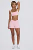 Ruched Mini Shorts in Pale Pink Marl sold by Oh Polly