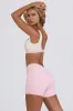 Ruched Mini Shorts in Pale Pink Marl sold by Oh Polly
