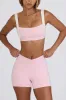 Ruched Mini Shorts in Pale Pink Marl sold by Oh Polly