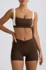 Ruched Mini Shorts in Pecan Marl sold by Oh Polly