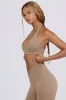 V-Neck Sports Bra in Mocha Marl sold by Oh Polly