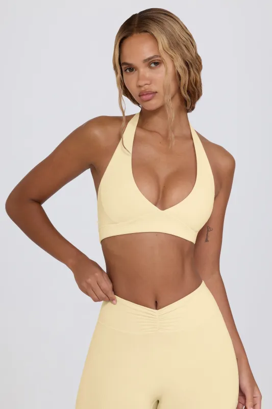 V-Neck Sports Bra in Lemon Marl sold by Oh Polly