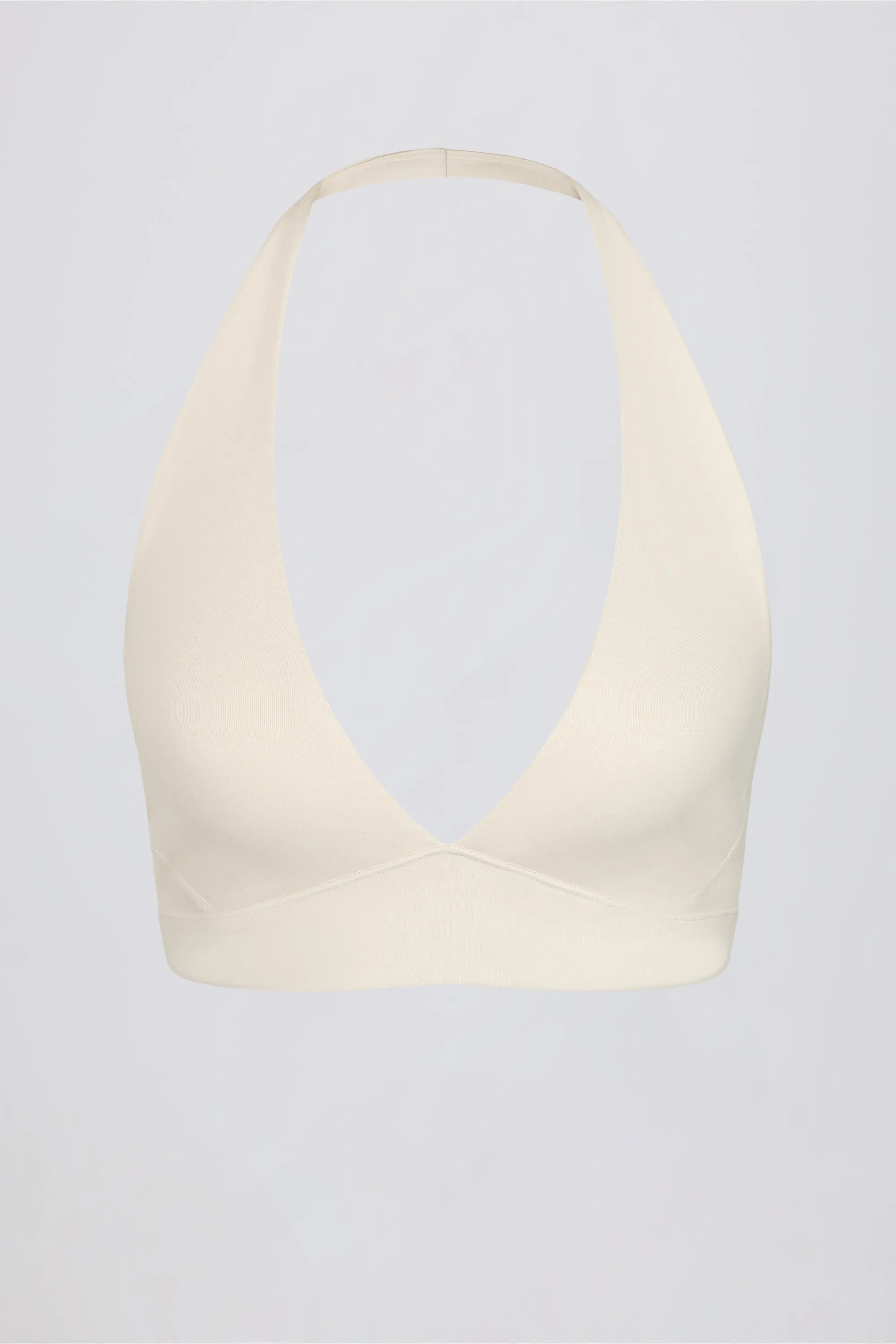 Brushed Jersey V-Neck Sports Bra in Ivory Marl sold by Oh Polly product image thumbnail 5