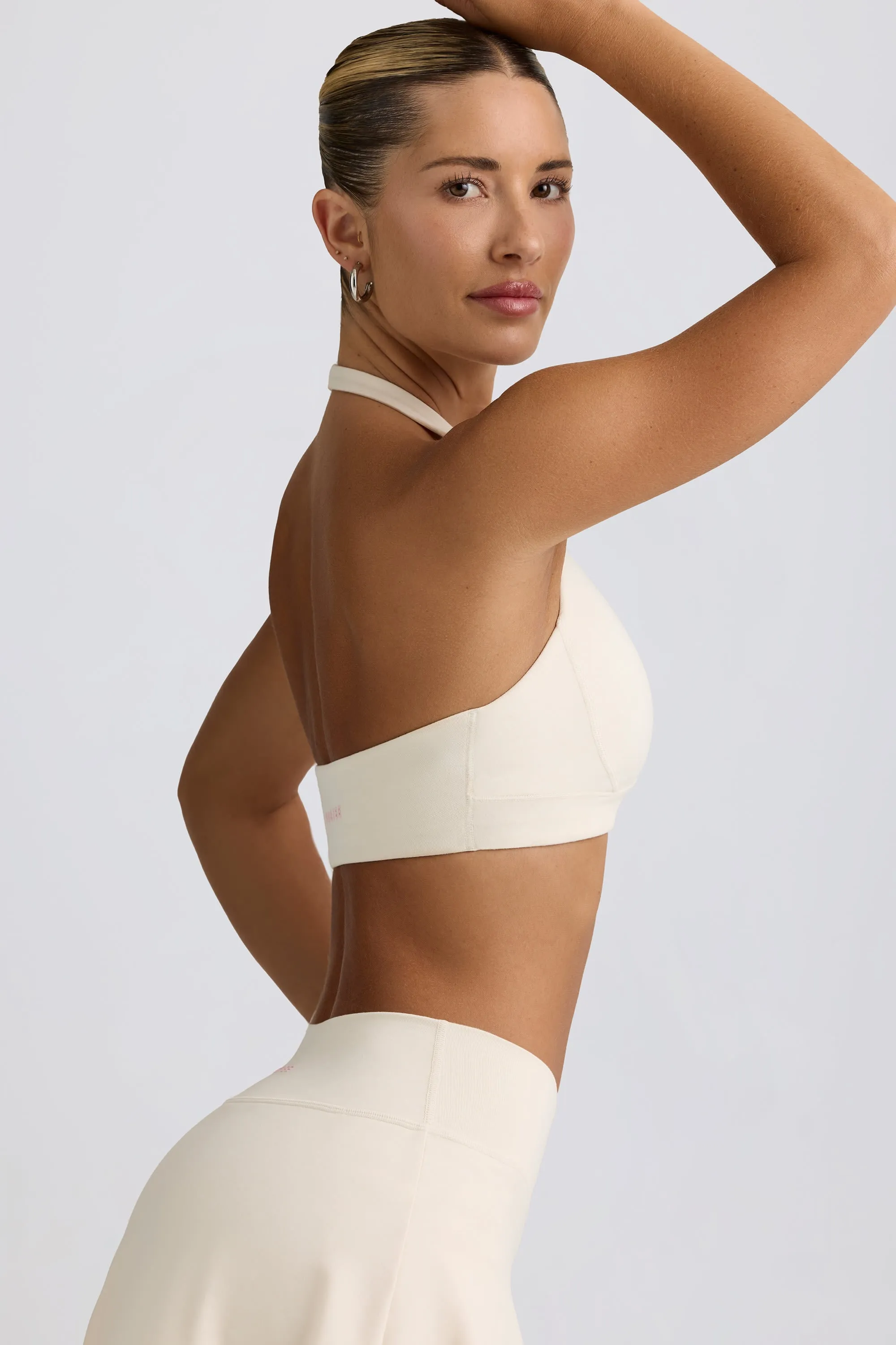 Brushed Jersey V-Neck Sports Bra in Ivory Marl sold by Oh Polly product image thumbnail 3