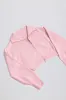 Ribbed-Knit Cropped Zip-Up Sweatshirt in Pale Pink sold by Oh Polly