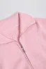 Ribbed-Knit Cropped Zip-Up Sweatshirt in Pale Pink sold by Oh Polly