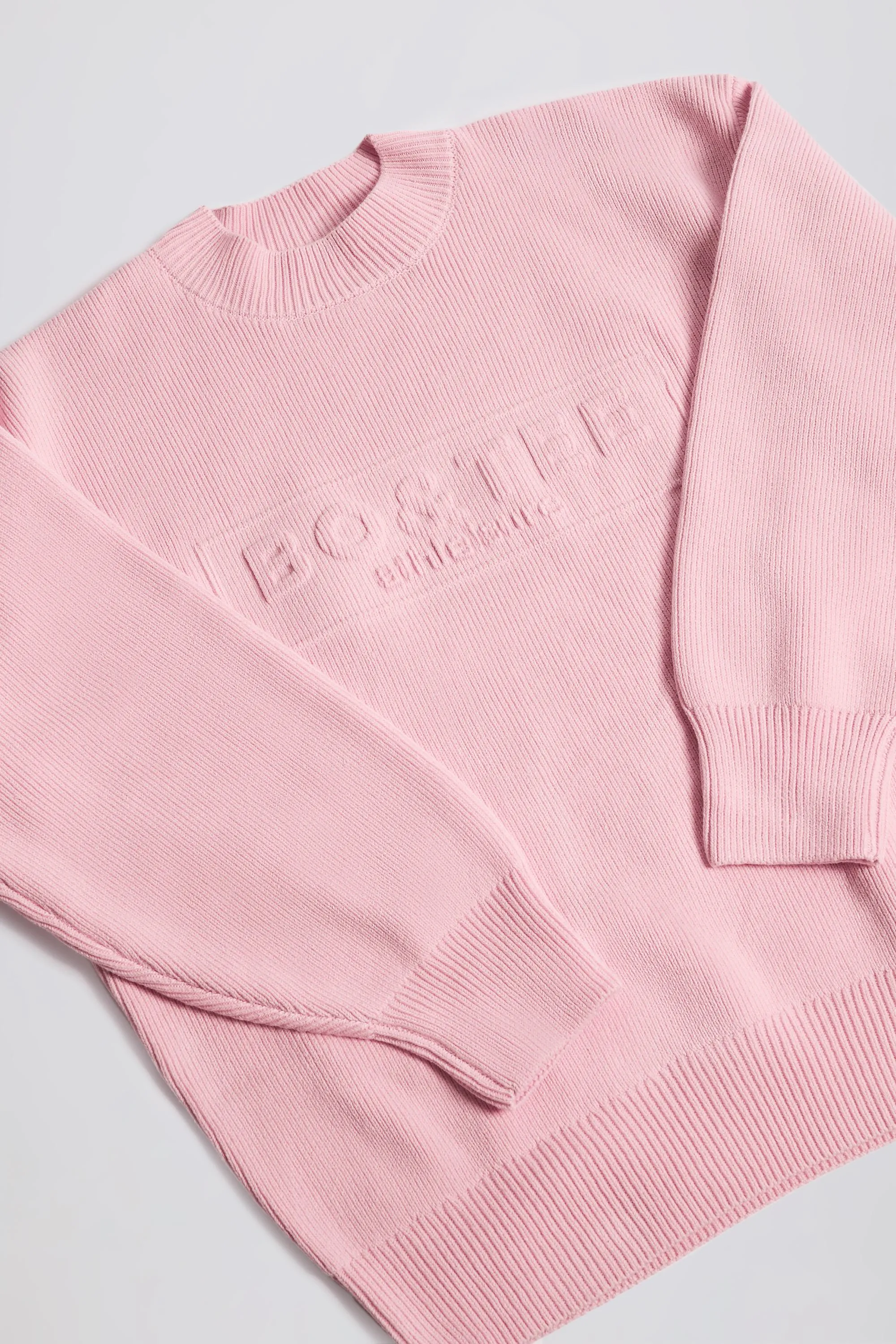 Ribbed Knit Oversized Jumper in Pale Pink sold by Oh Polly