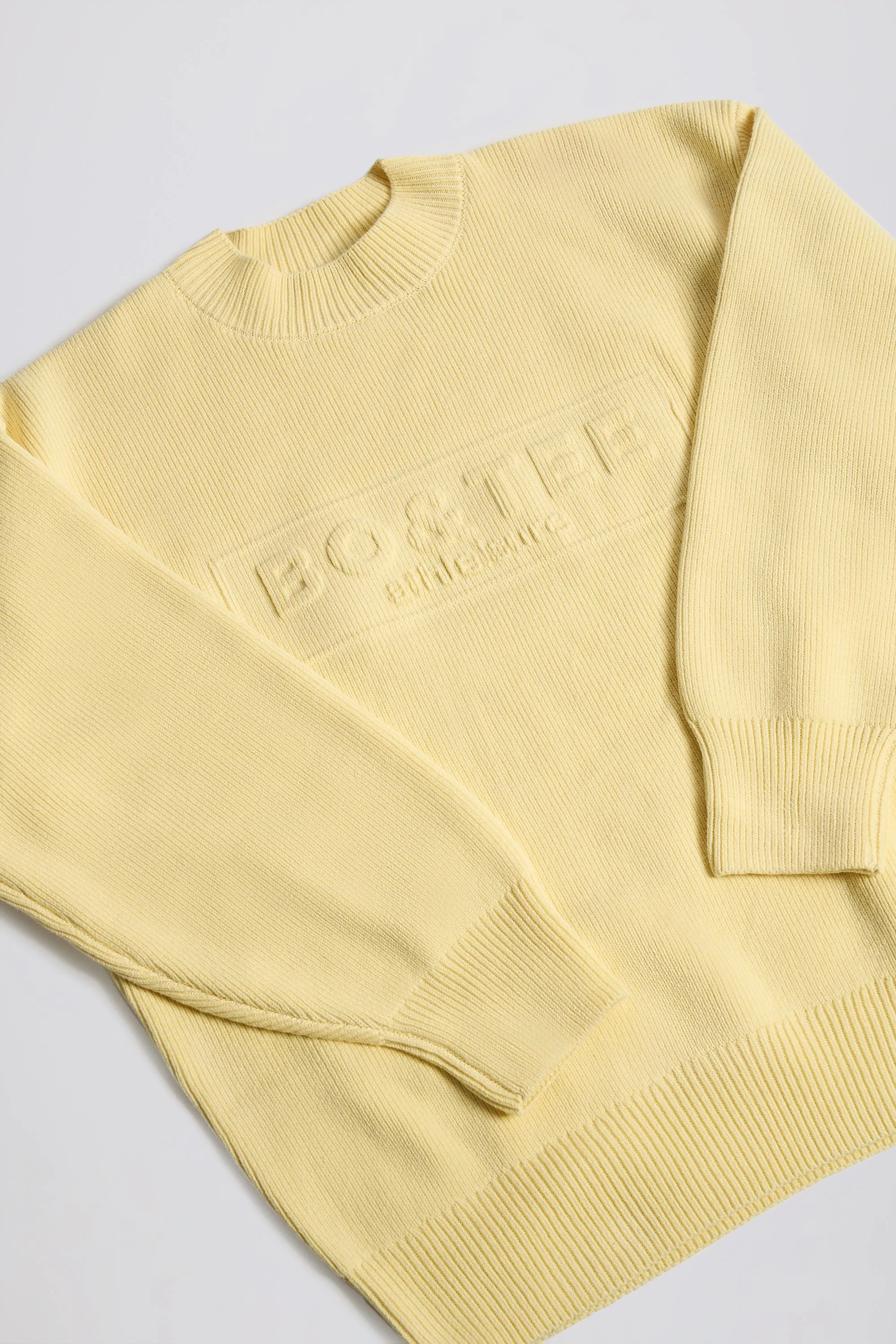 Ribbed Knit Oversized Jumper in Lemon sold by Oh Polly