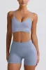 Define Luxe Mini Shorts in Blue Grey sold by Oh Polly