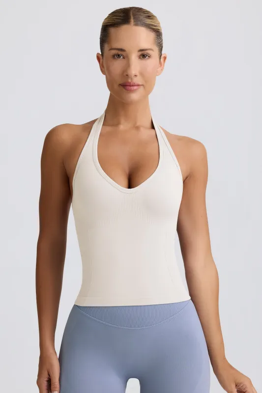 Define Luxe Halterneck Tank Top in White sold by Oh Polly