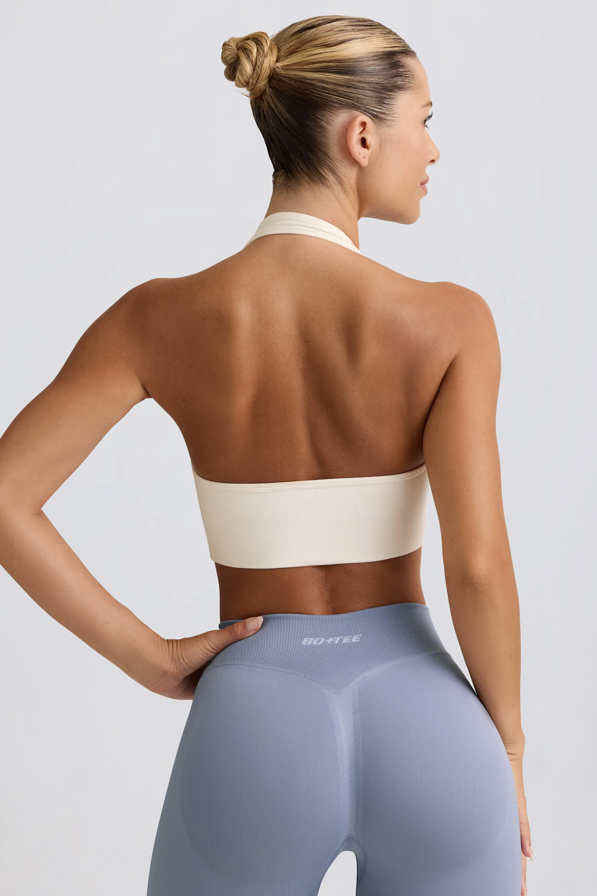 Define Luxe Halterneck Sports Bra in White sold by Oh Polly product image thumbnail 2