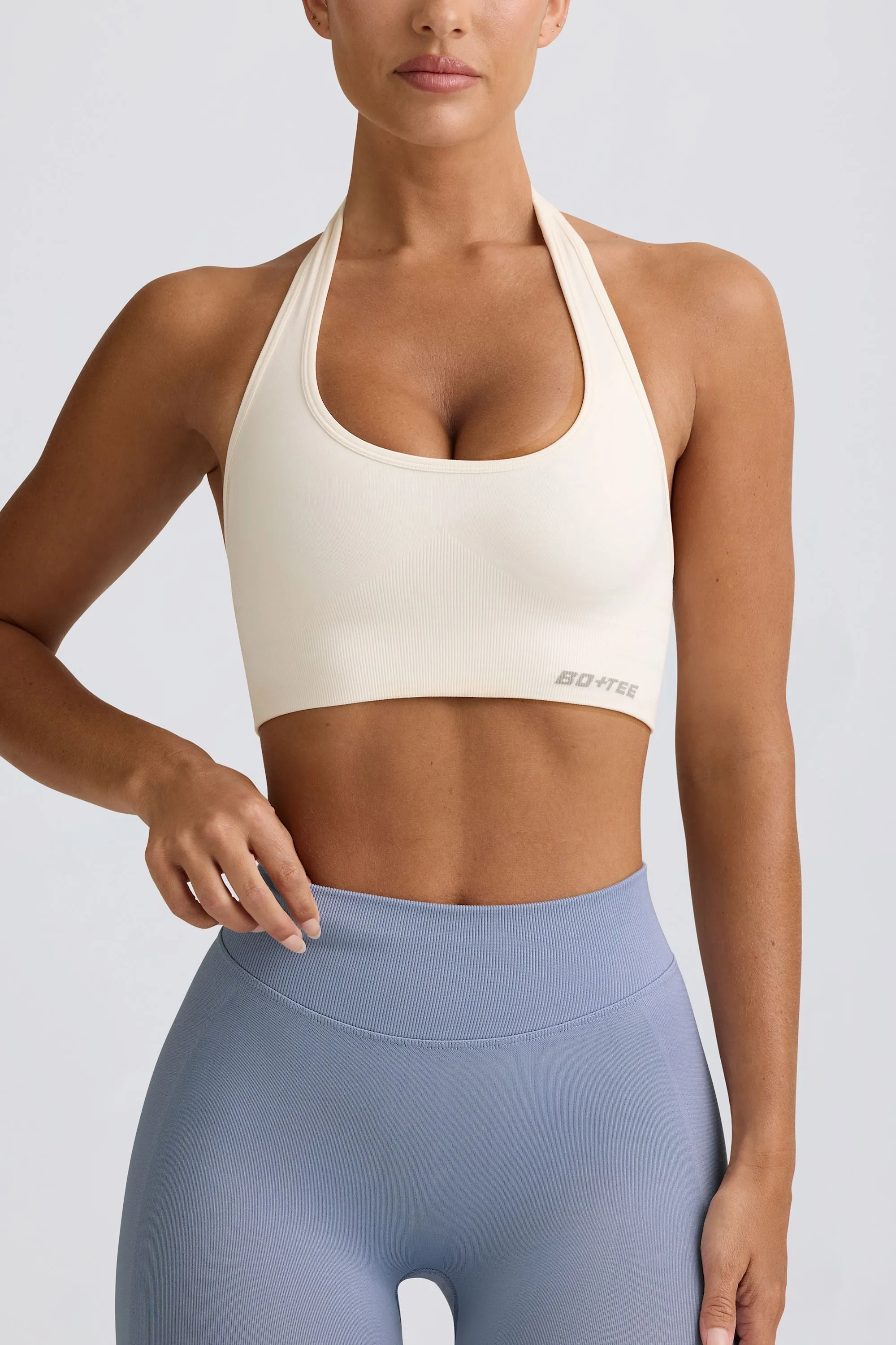 Define Luxe Halterneck Sports Bra in White sold by Oh Polly product image thumbnail 4