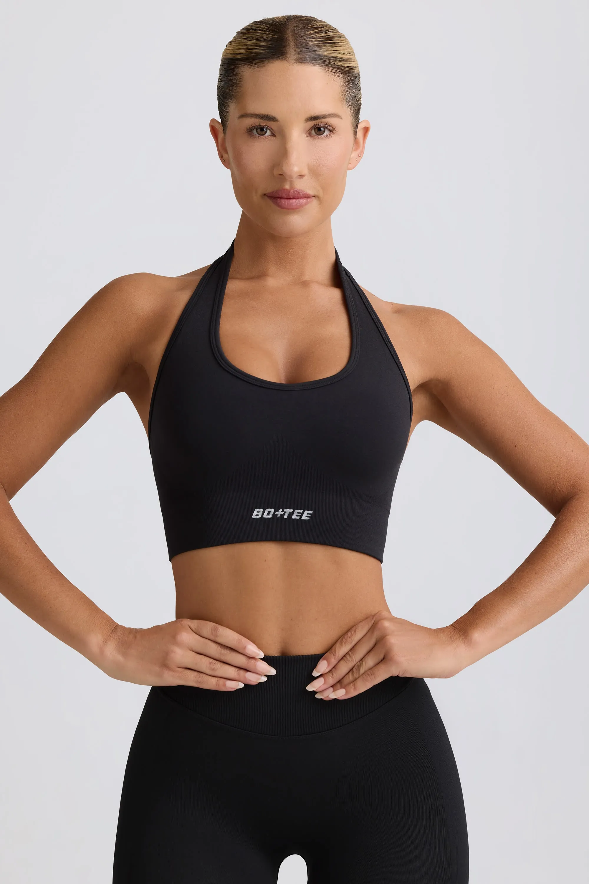 Define Luxe Halterneck Sports Bra in Black sold by Oh Polly product image thumbnail 5