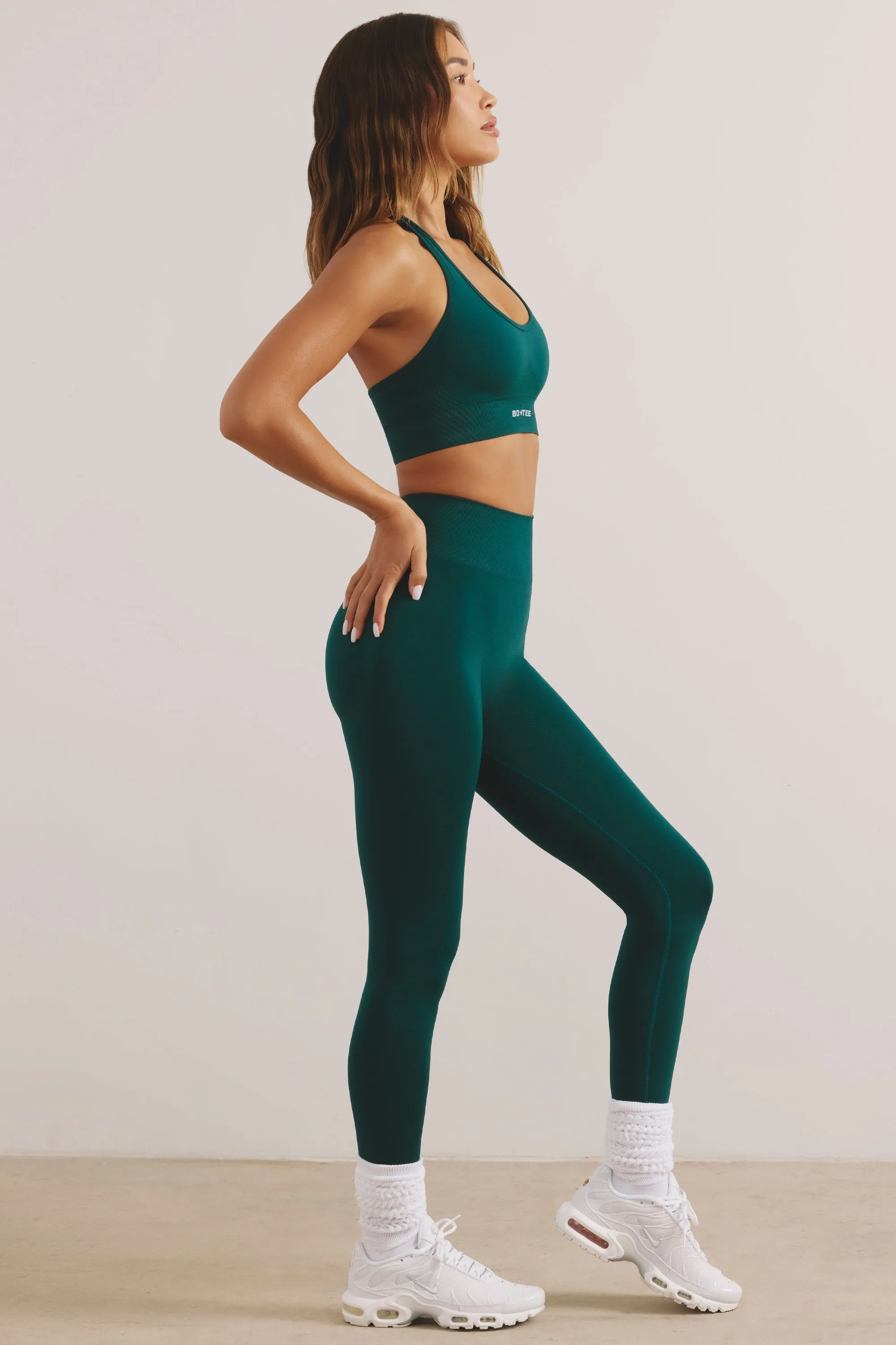 Define Luxe Halterneck Sports Bra in Sea Moss sold by Oh Polly product image thumbnail 4
