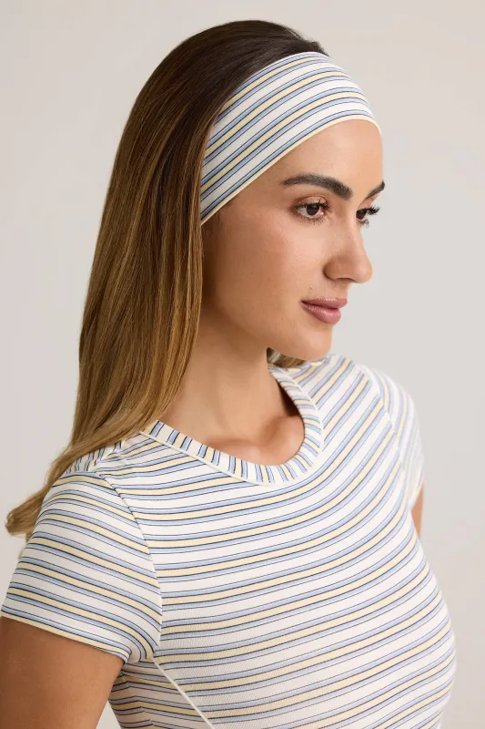 Modal Ribbed Headband in Blue & Yellow Stripe sold by Oh Polly