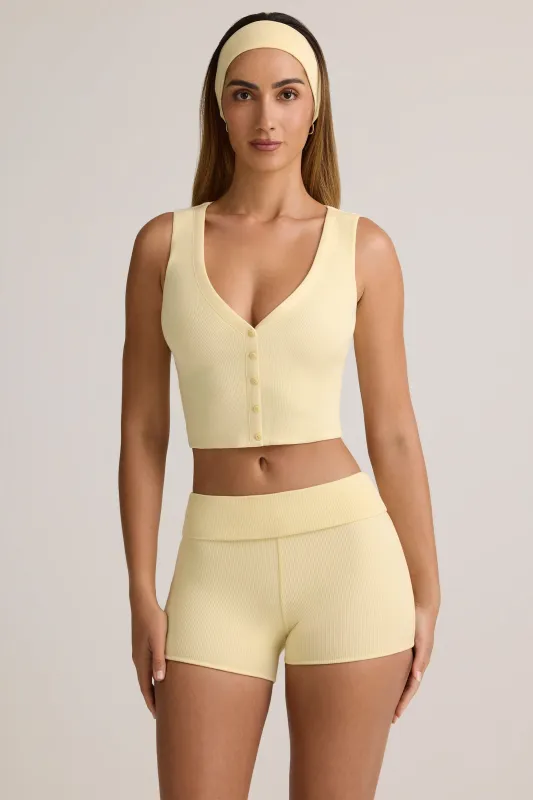 Modal Ribbed Button-Up Vest Top in Buttercream Yellow made by Oh Polly