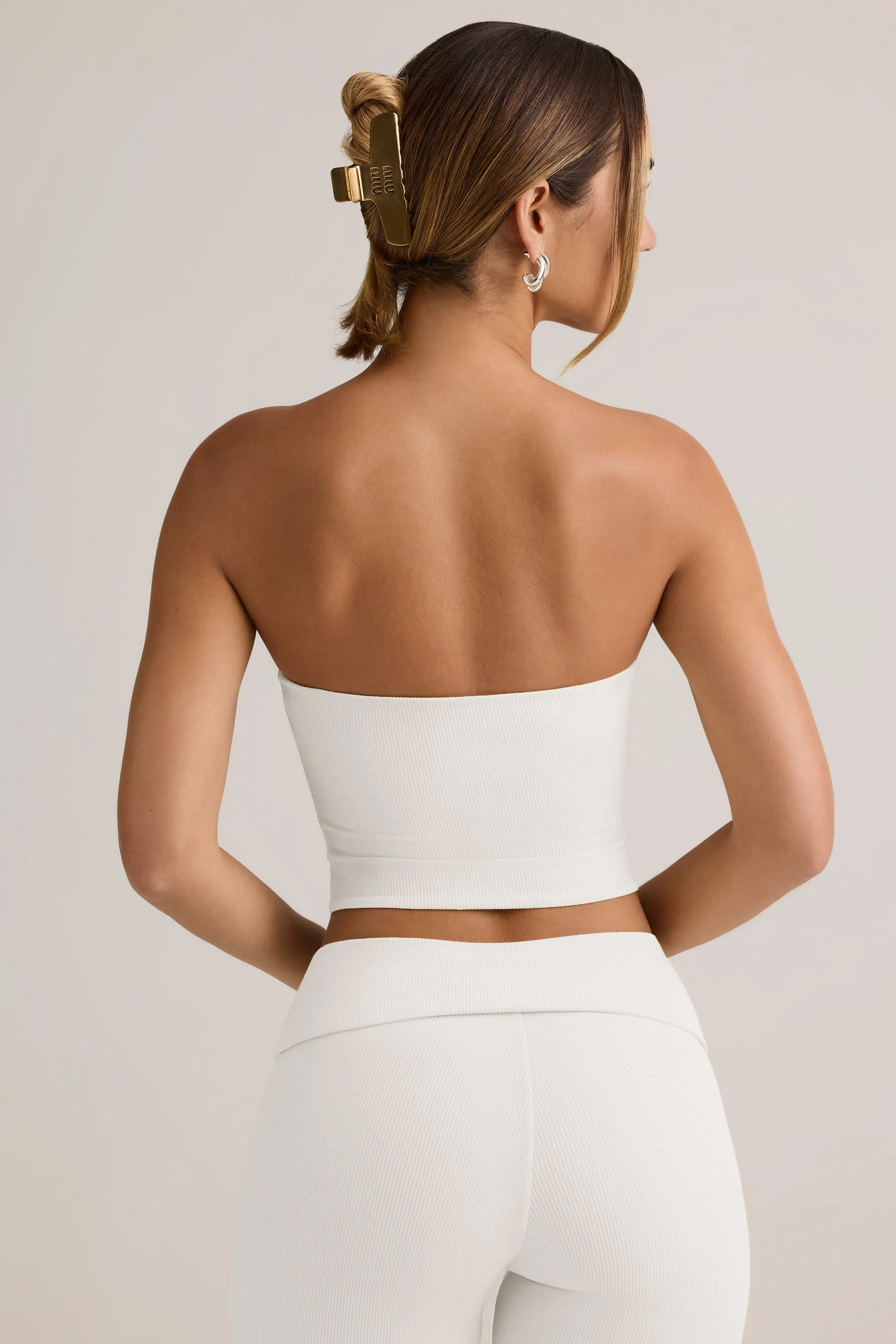 Modal Strapless Crop Top in White sold by Oh Polly product image thumbnail 3