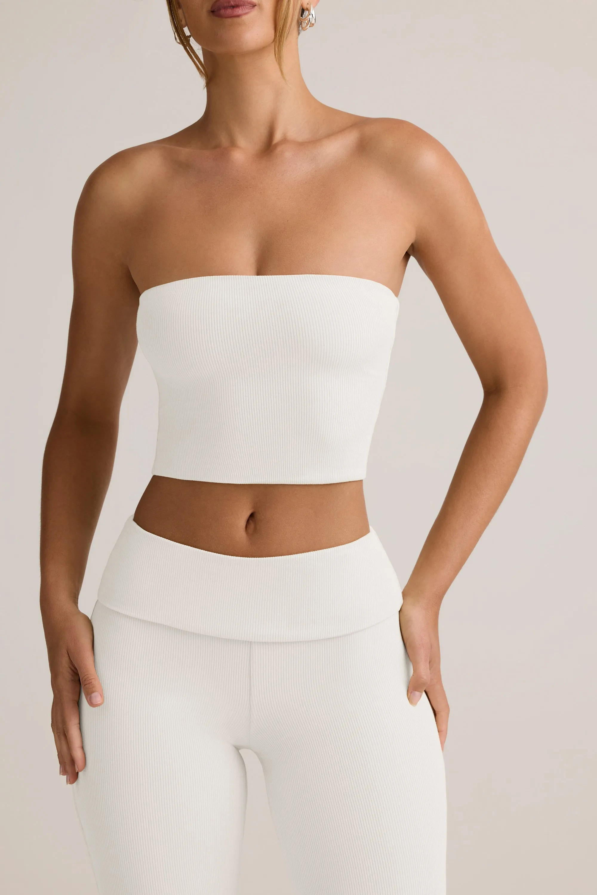 Modal Strapless Crop Top in White sold by Oh Polly product image thumbnail 2