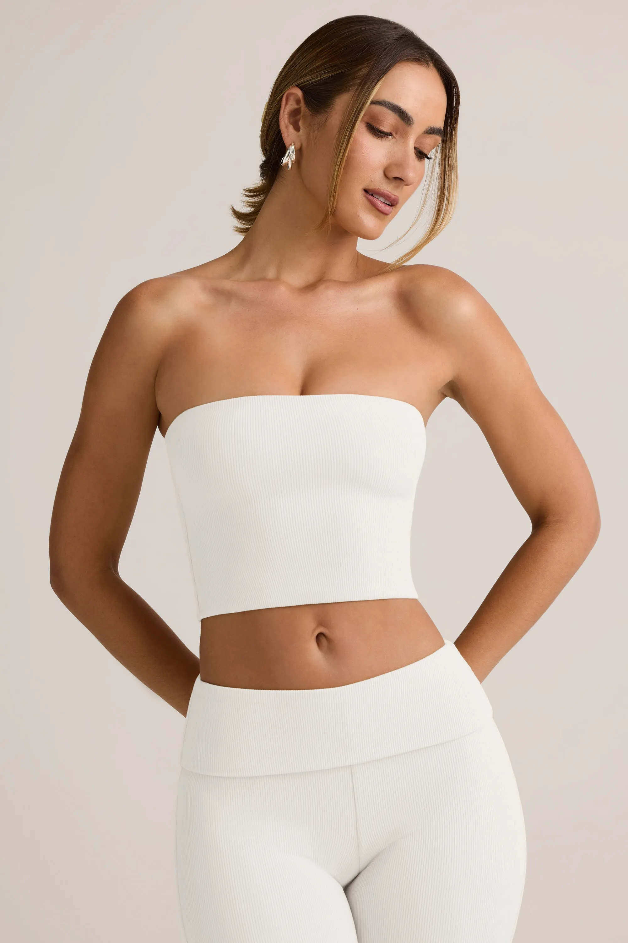 Modal Strapless Crop Top in White sold by Oh Polly