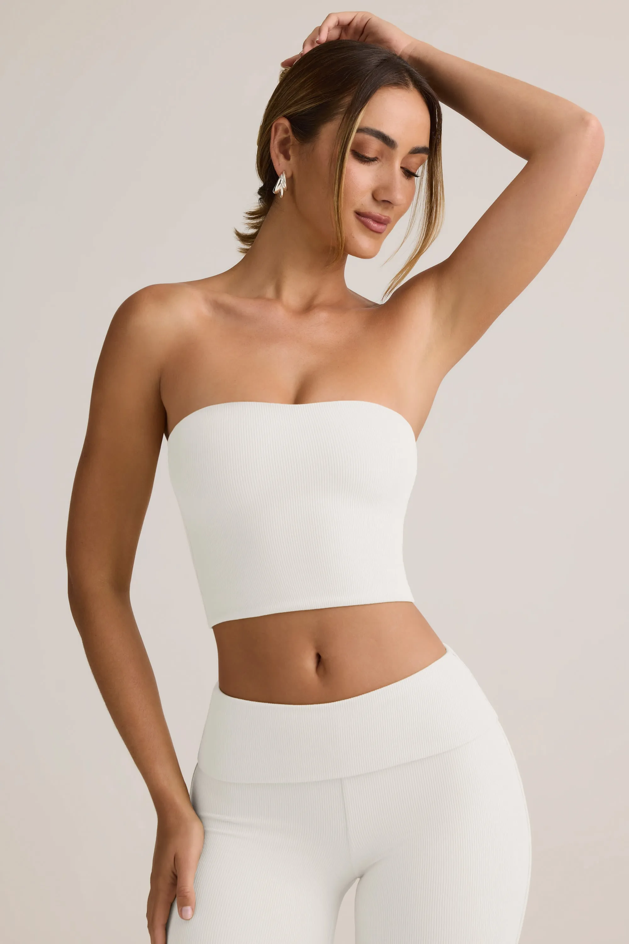 Modal Strapless Crop Top in White sold by Oh Polly product image thumbnail 5