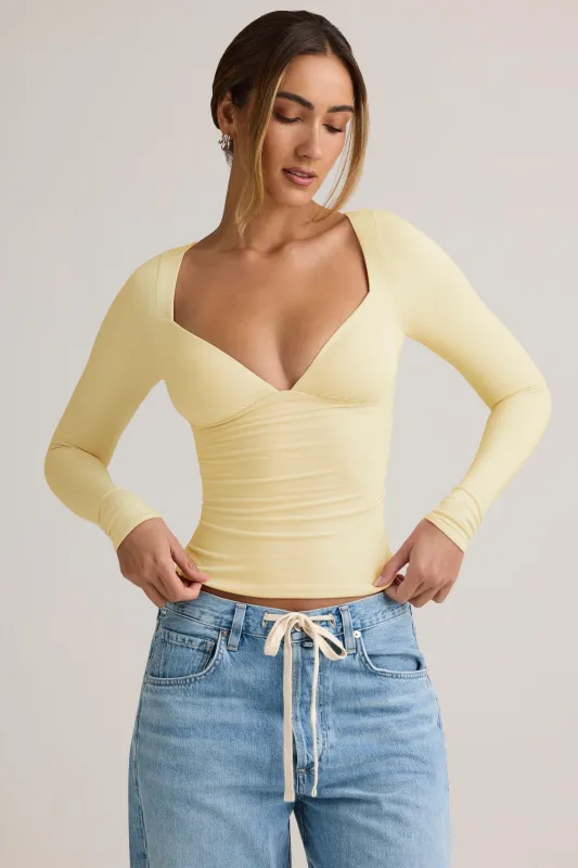 Modal Ruched Long-Sleeve Top in ButterCream Yellow sold by Oh Polly