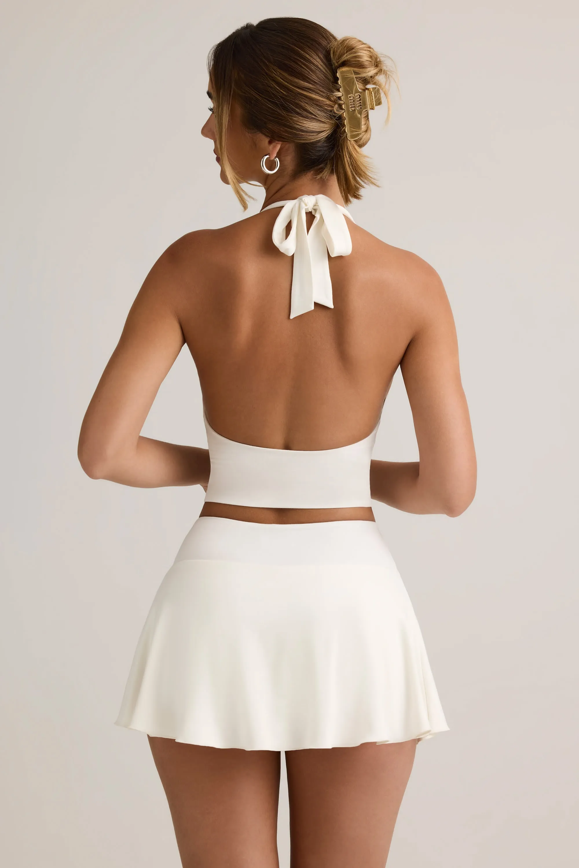 Modal Low-Rise Ruched Mini Skort in White sold by Oh Polly product image thumbnail 3