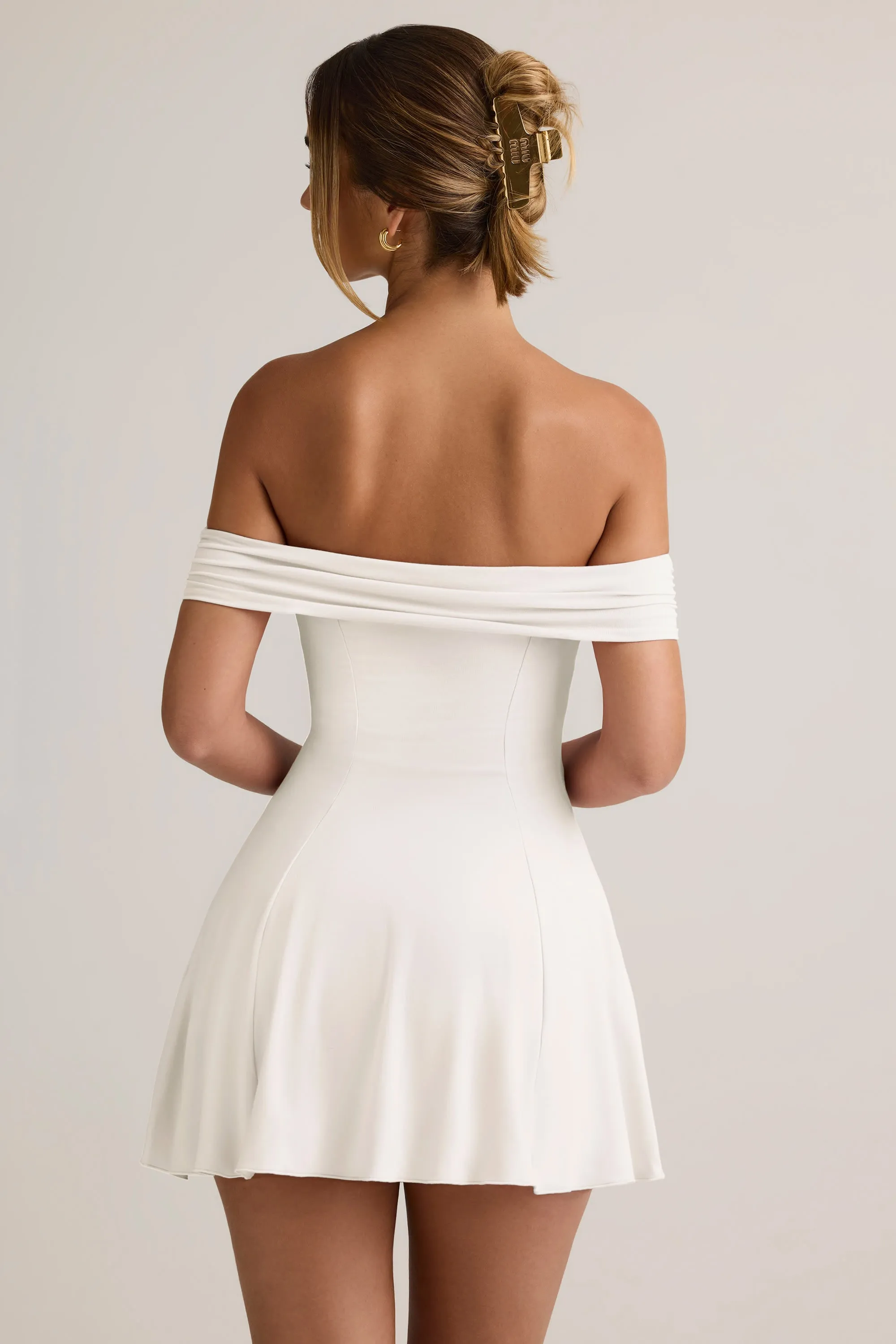 Modal Off-Shoulder A-Line Mini Dress in White sold by Oh Polly product image thumbnail 2