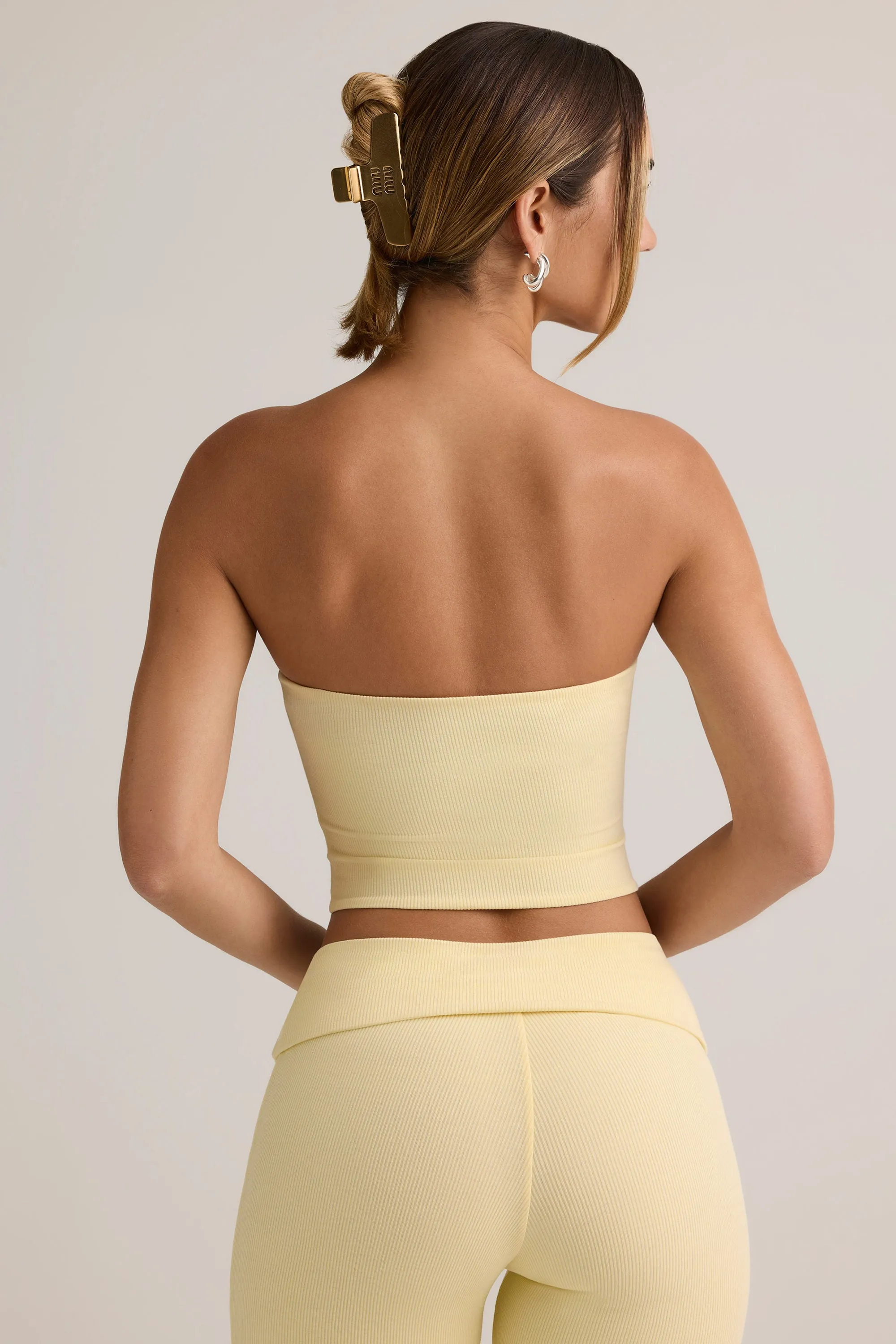 Modal Strapless Crop Top in Buttercream Yellow sold by Oh Polly product image thumbnail 3