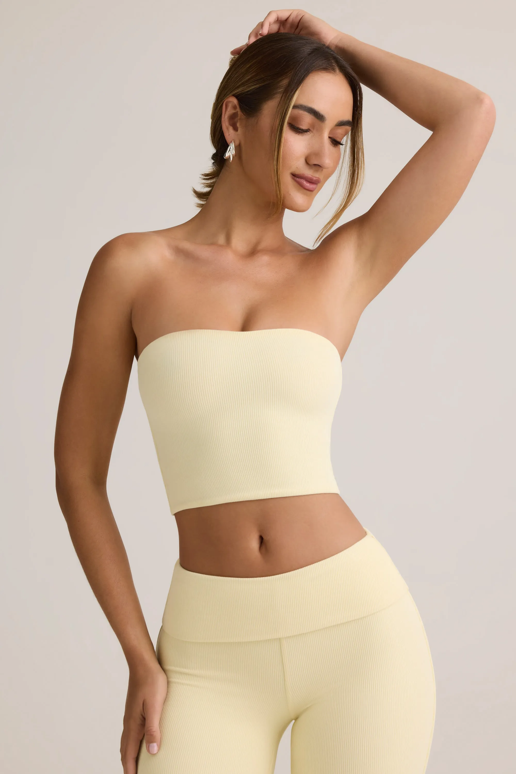Modal Strapless Crop Top in Buttercream Yellow sold by Oh Polly