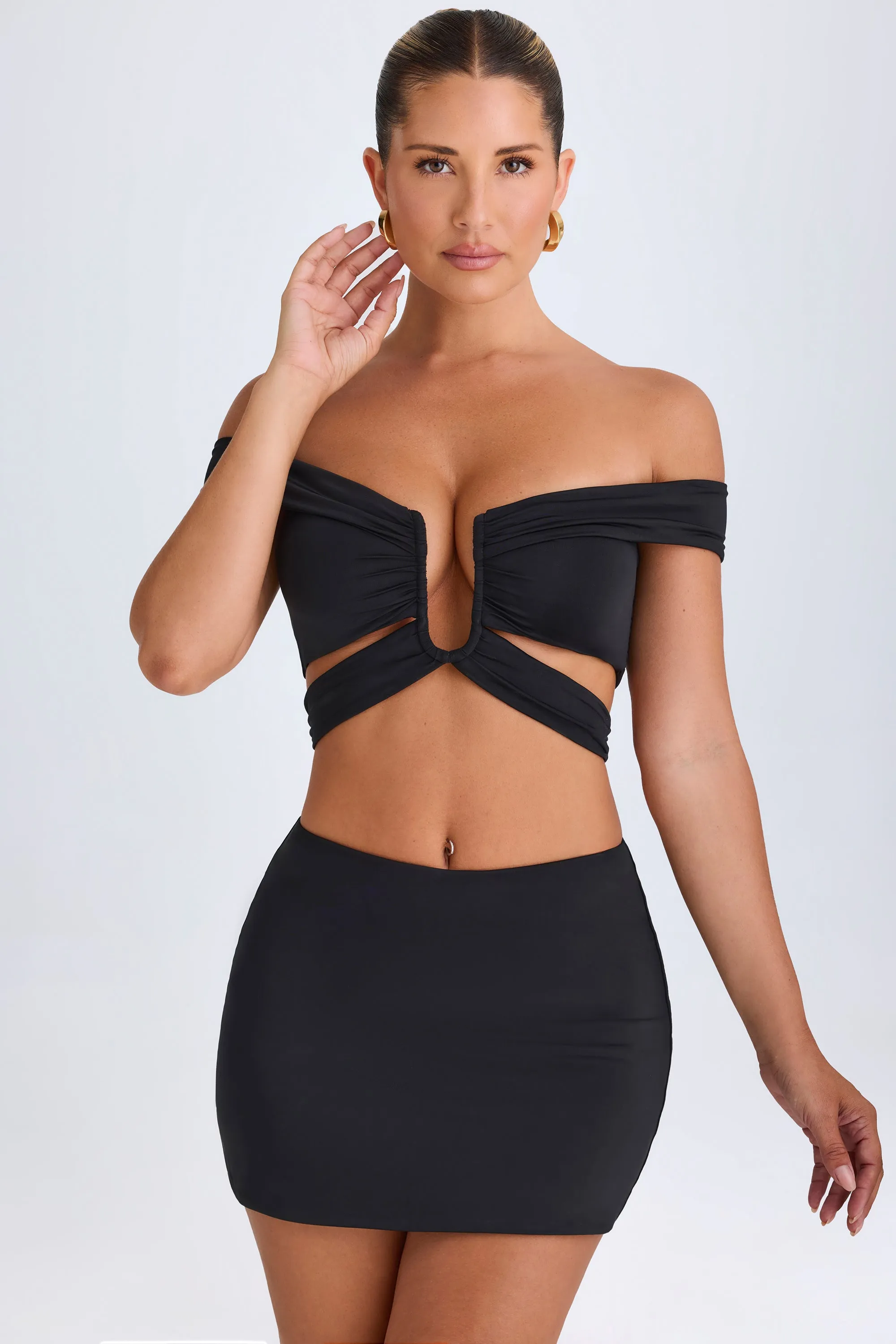 Cut-Out Off-Shoulder Crop Top in Black sold by Oh Polly product image thumbnail 4