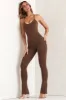 Scoop Neck Backless Jumpsuit in Brown sold by Oh Polly
