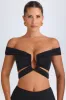 Cut-Out Off-Shoulder Crop Top in Black sold by Oh Polly
