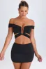 Cut-Out Off-Shoulder Crop Top in Black sold by Oh Polly