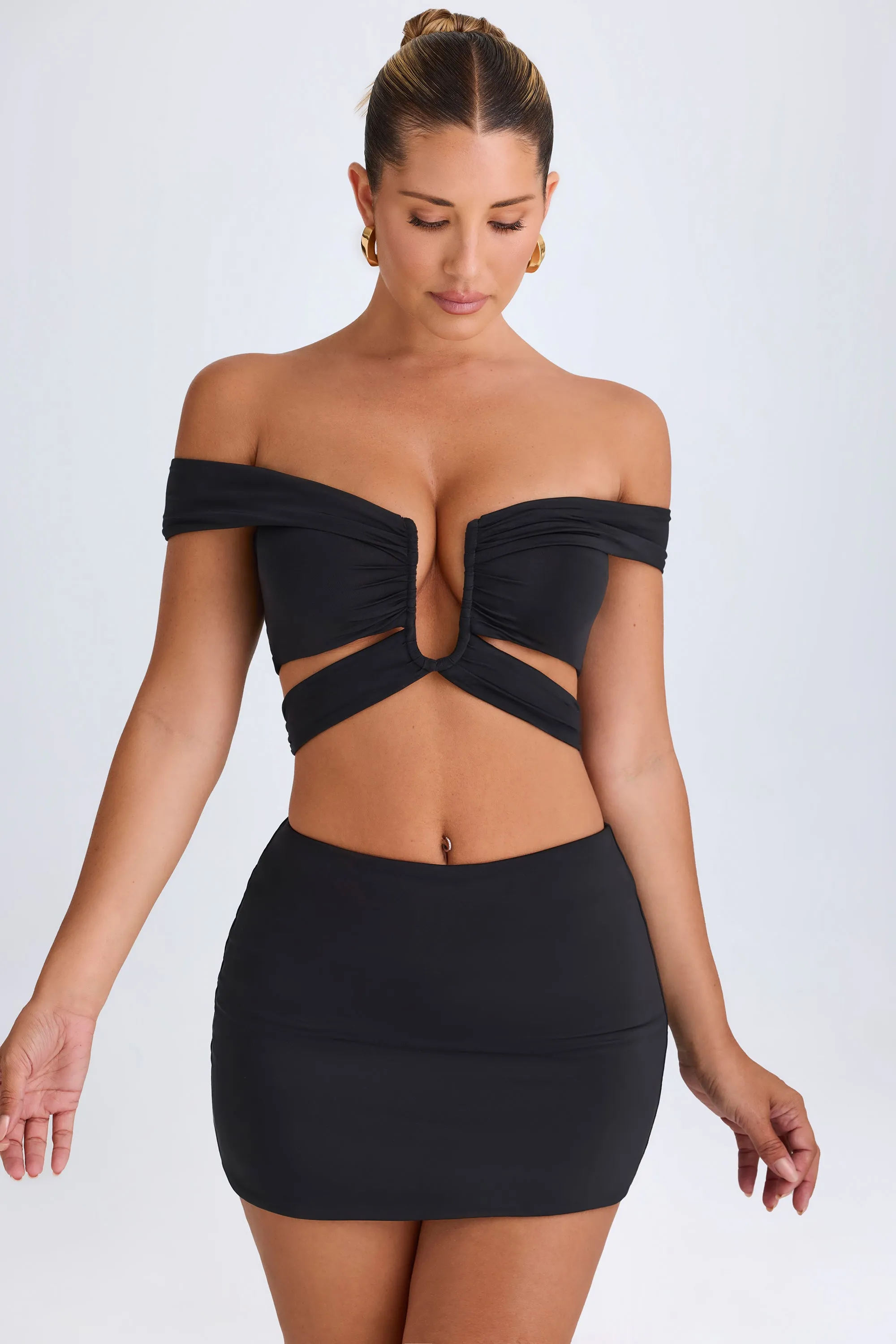 Cut-Out Off-Shoulder Crop Top in Black sold by Oh Polly product image thumbnail 3