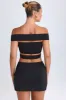 Cut-Out Off-Shoulder Crop Top in Black sold by Oh Polly
