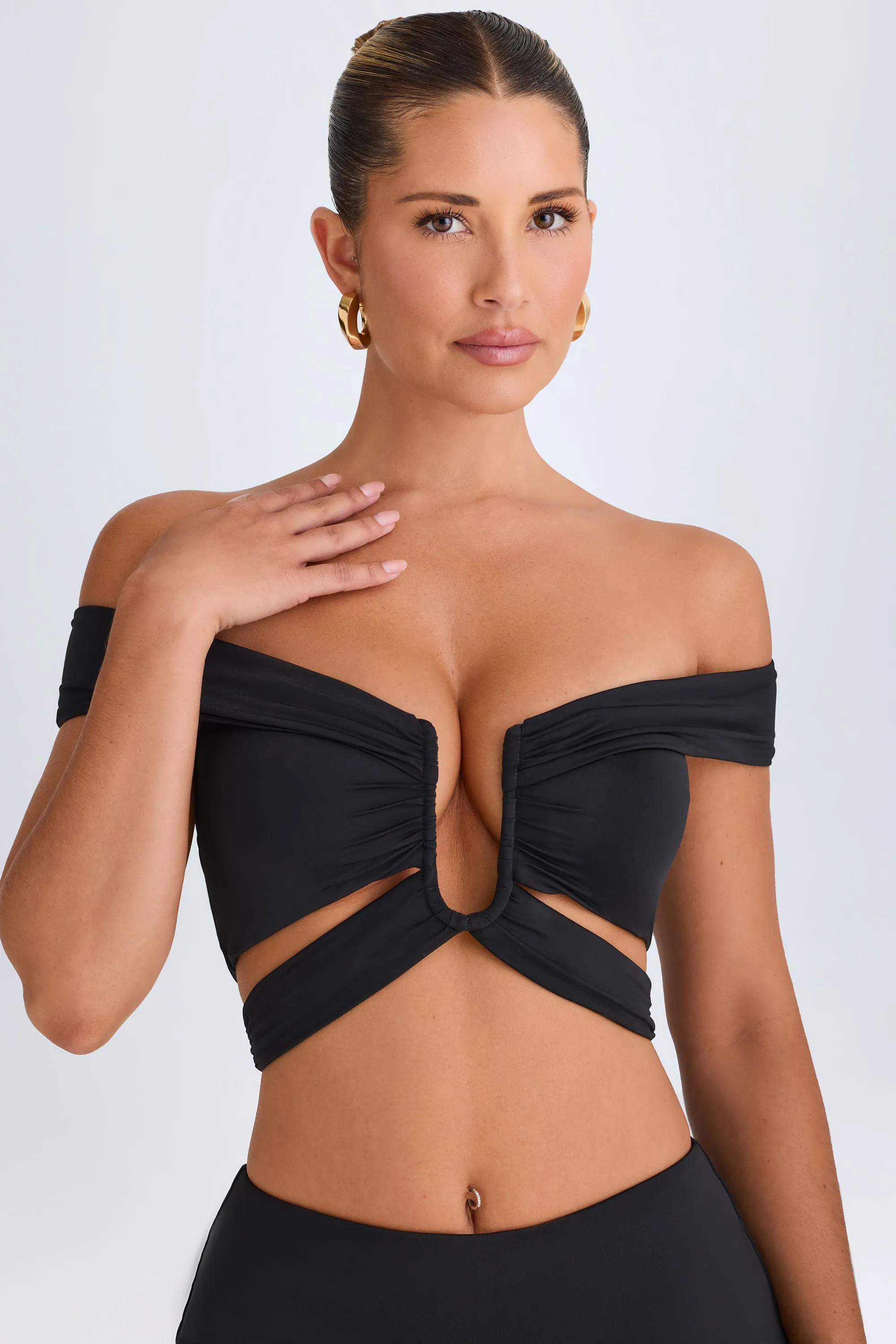 Cut-Out Off-Shoulder Crop Top in Black sold by Oh Polly product image thumbnail 5