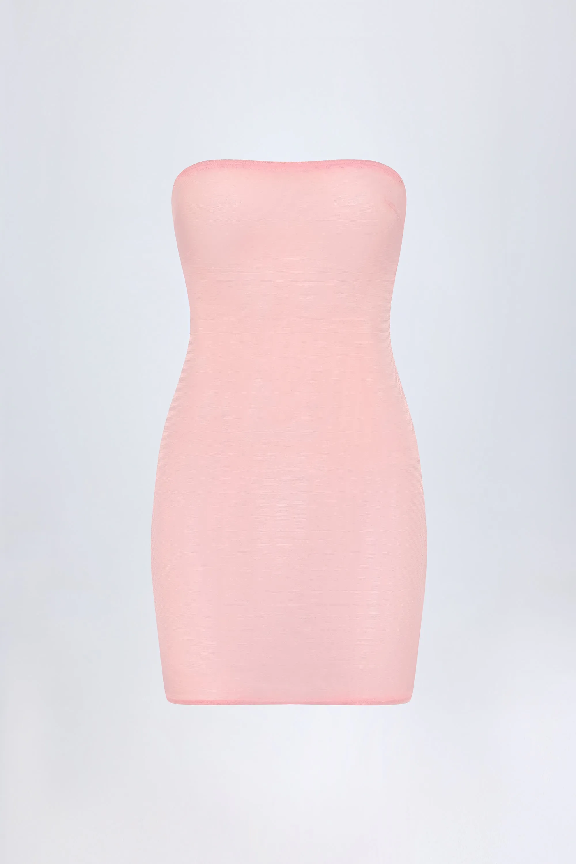 Soft Sheer-Mesh Bandeau Mini Slip Dress in Pink sold by Oh Polly
