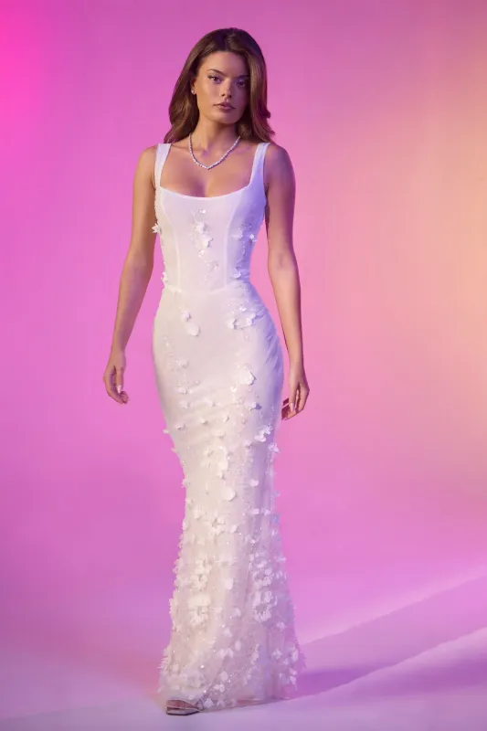 Embellished Fishtail Corset Gown in White sold by Oh Polly