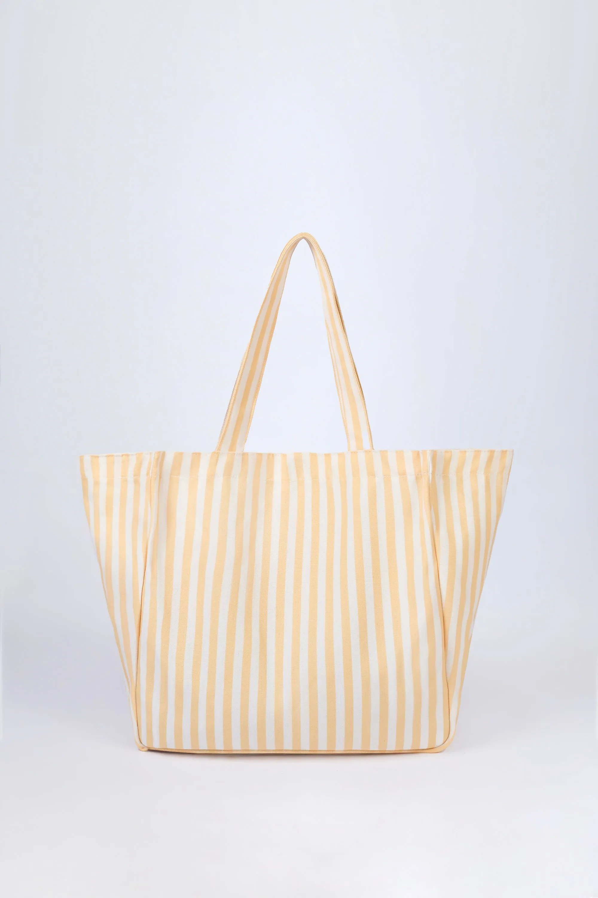 Oversized Canvas Tote Bag in Lemon Yellow Stripe sold by Oh Polly product image thumbnail 3