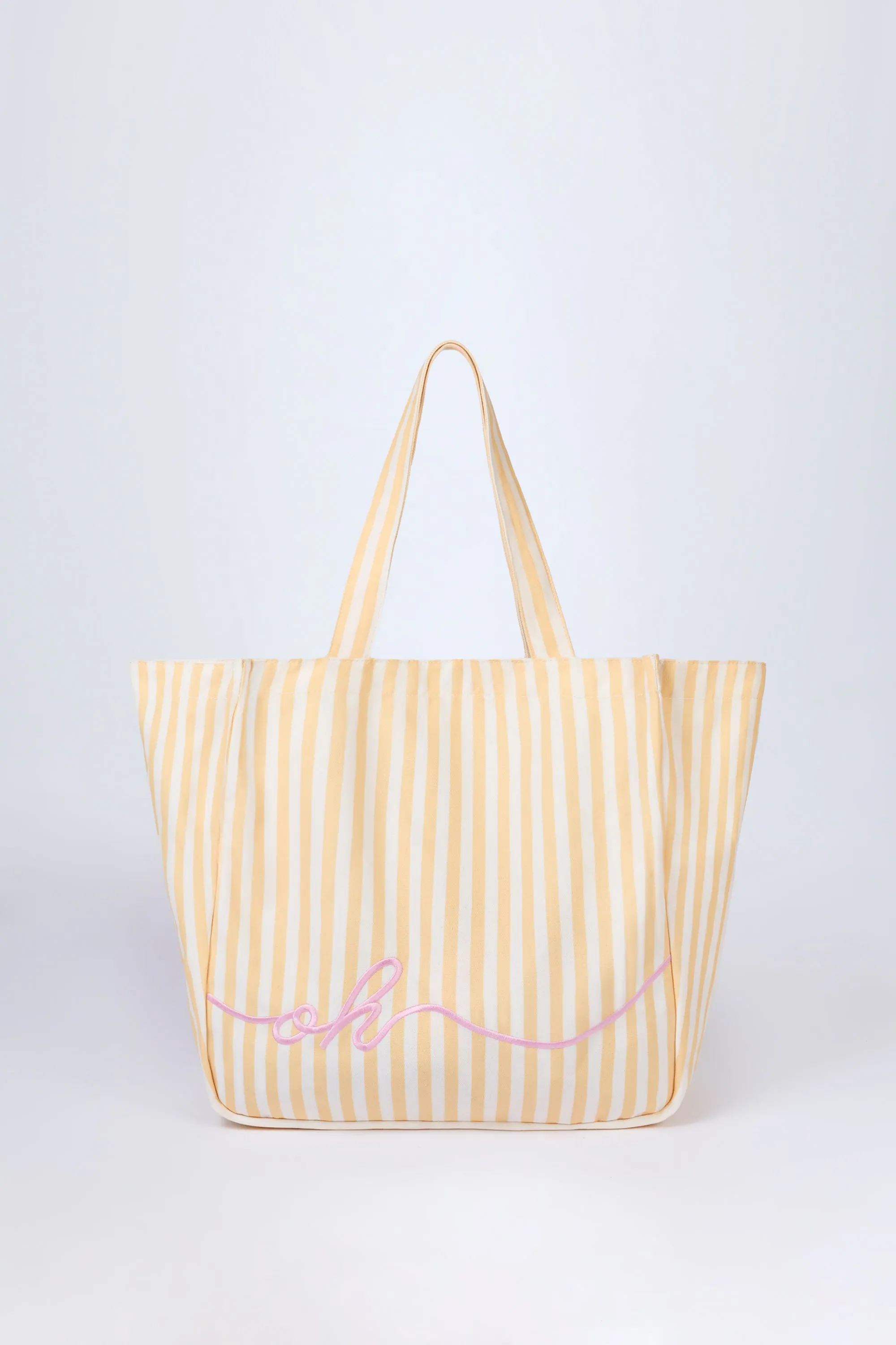 Oversized Canvas Tote Bag in Lemon Yellow Stripe sold by Oh Polly product image thumbnail 2