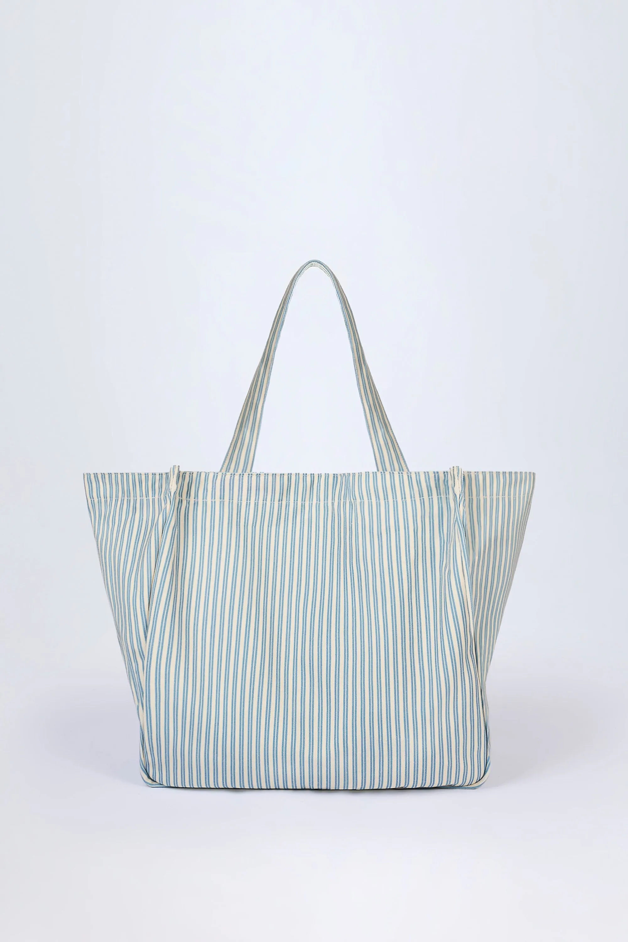 Oversized Canvas Tote Bag in Teal Blue Double Stripe sold by Oh Polly product image thumbnail 3