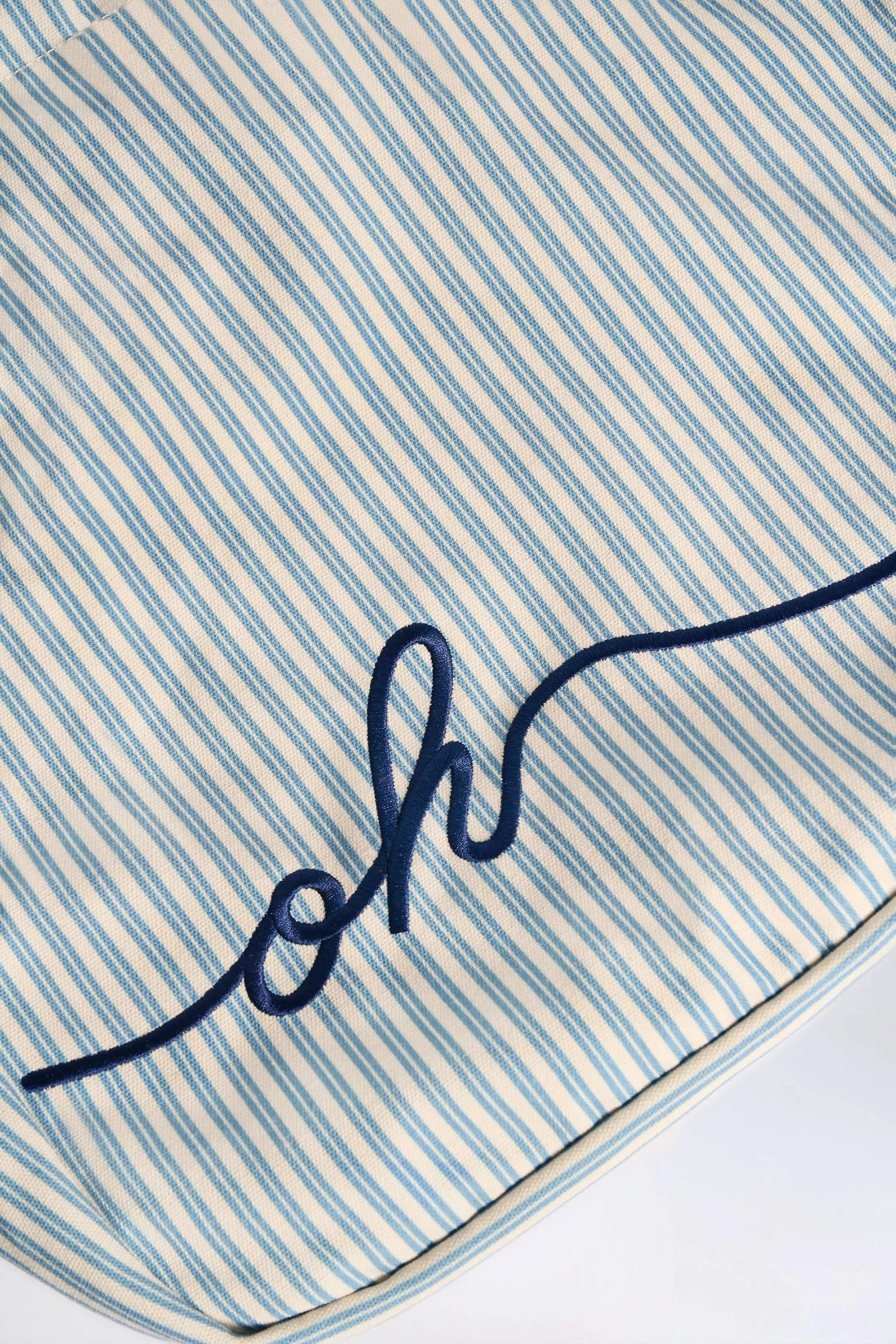 Oversized Canvas Tote Bag in Teal Blue Double Stripe sold by Oh Polly product image thumbnail 4