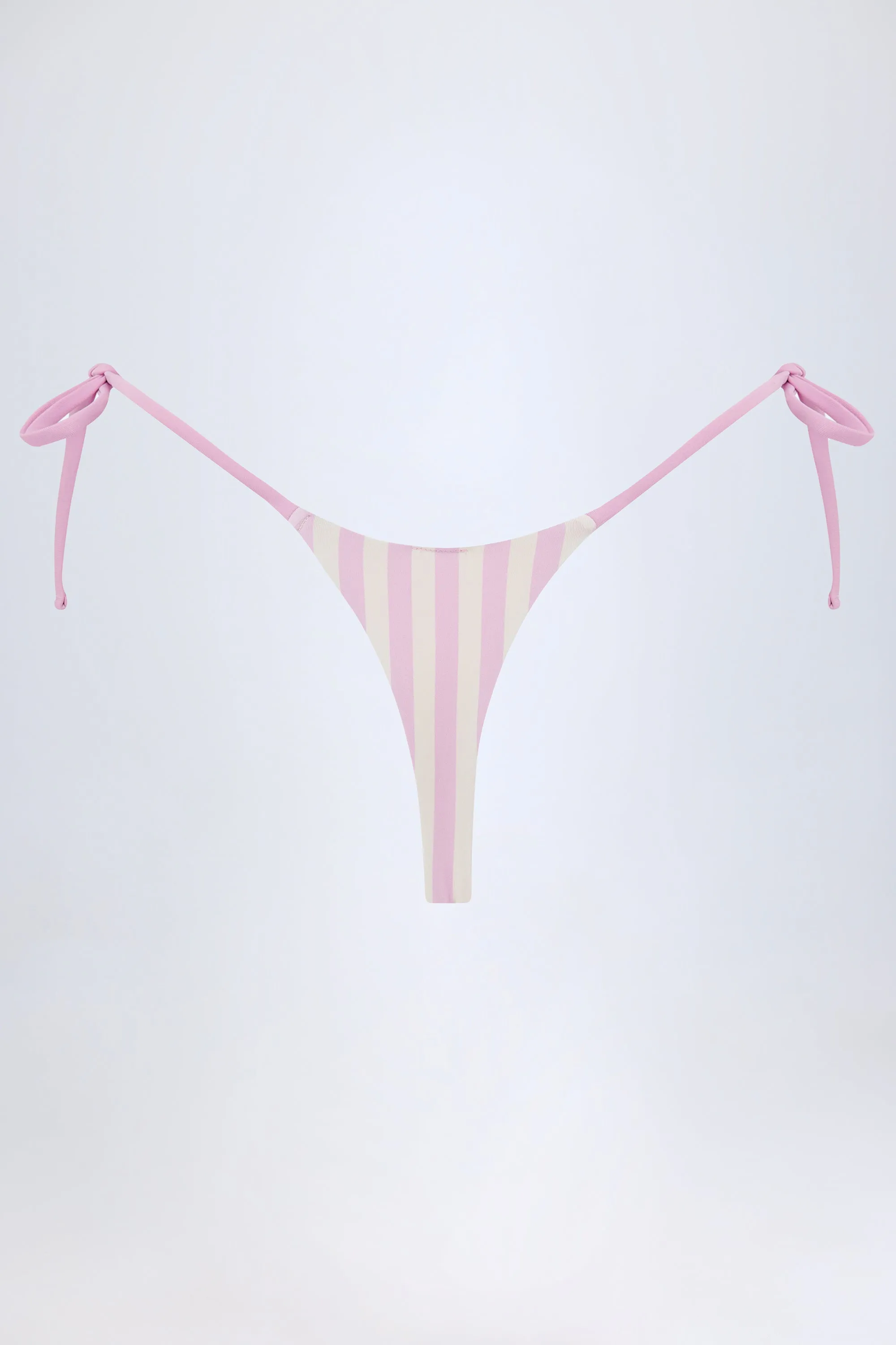Side-Tie Thong Bikini Bottoms in Mauve Stripe sold by Oh Polly product image thumbnail 3