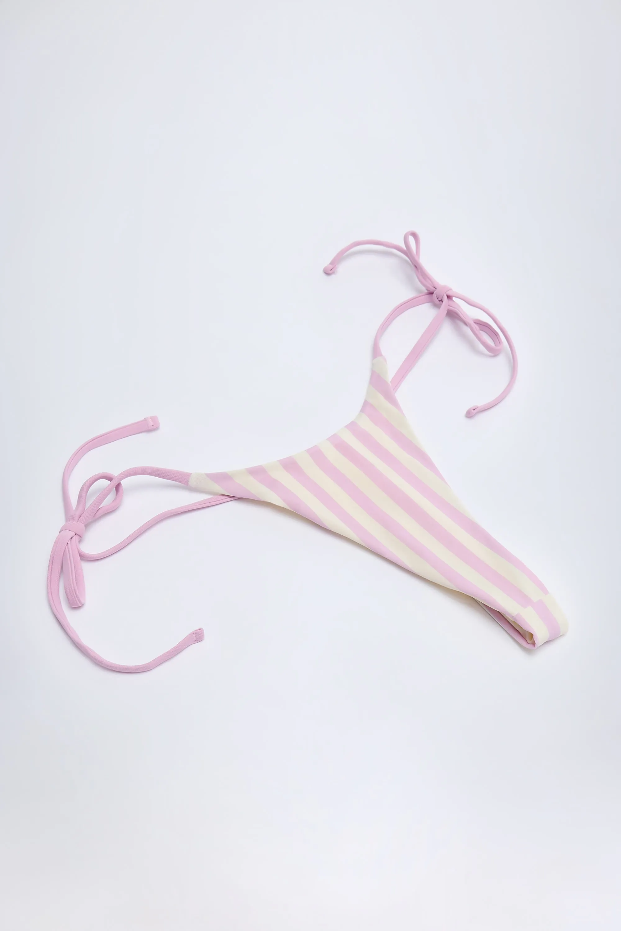 Side-Tie Thong Bikini Bottoms in Mauve Stripe sold by Oh Polly product image thumbnail 4
