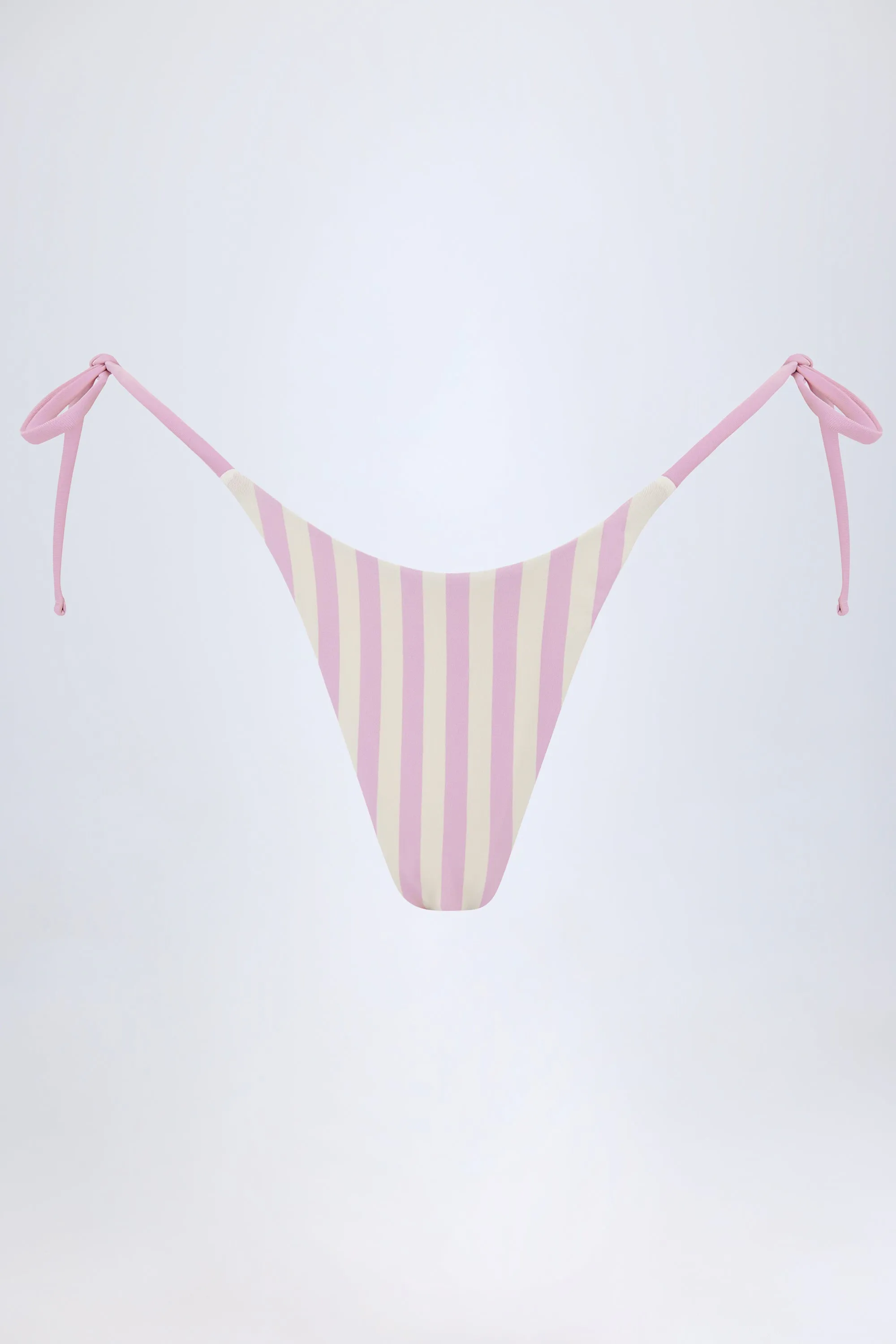Side-Tie Thong Bikini Bottoms in Mauve Stripe sold by Oh Polly product image thumbnail 2