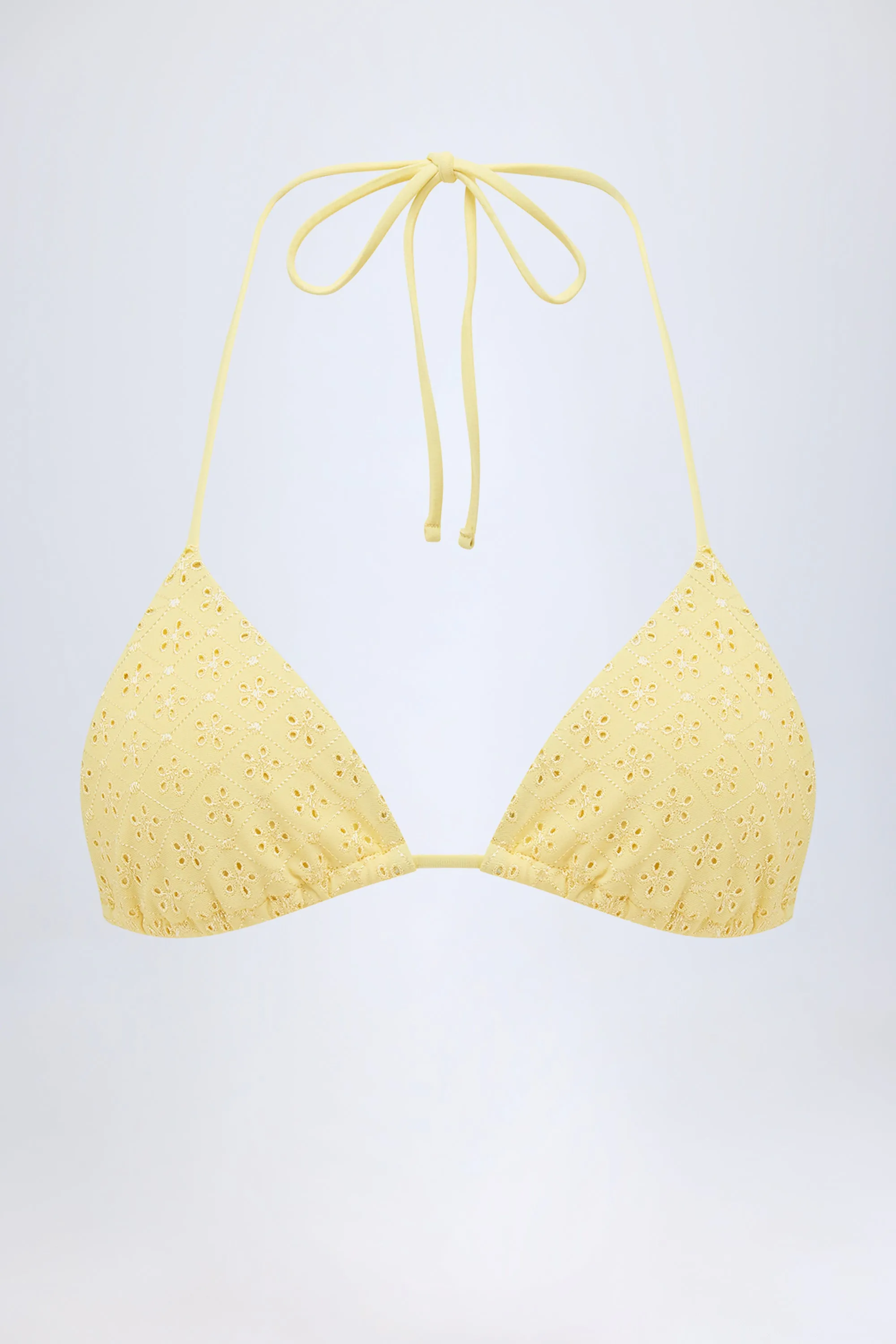 Broderie Anglaise Triangle Bikini Top in Lemon Yellow sold by Oh Polly product image thumbnail 2