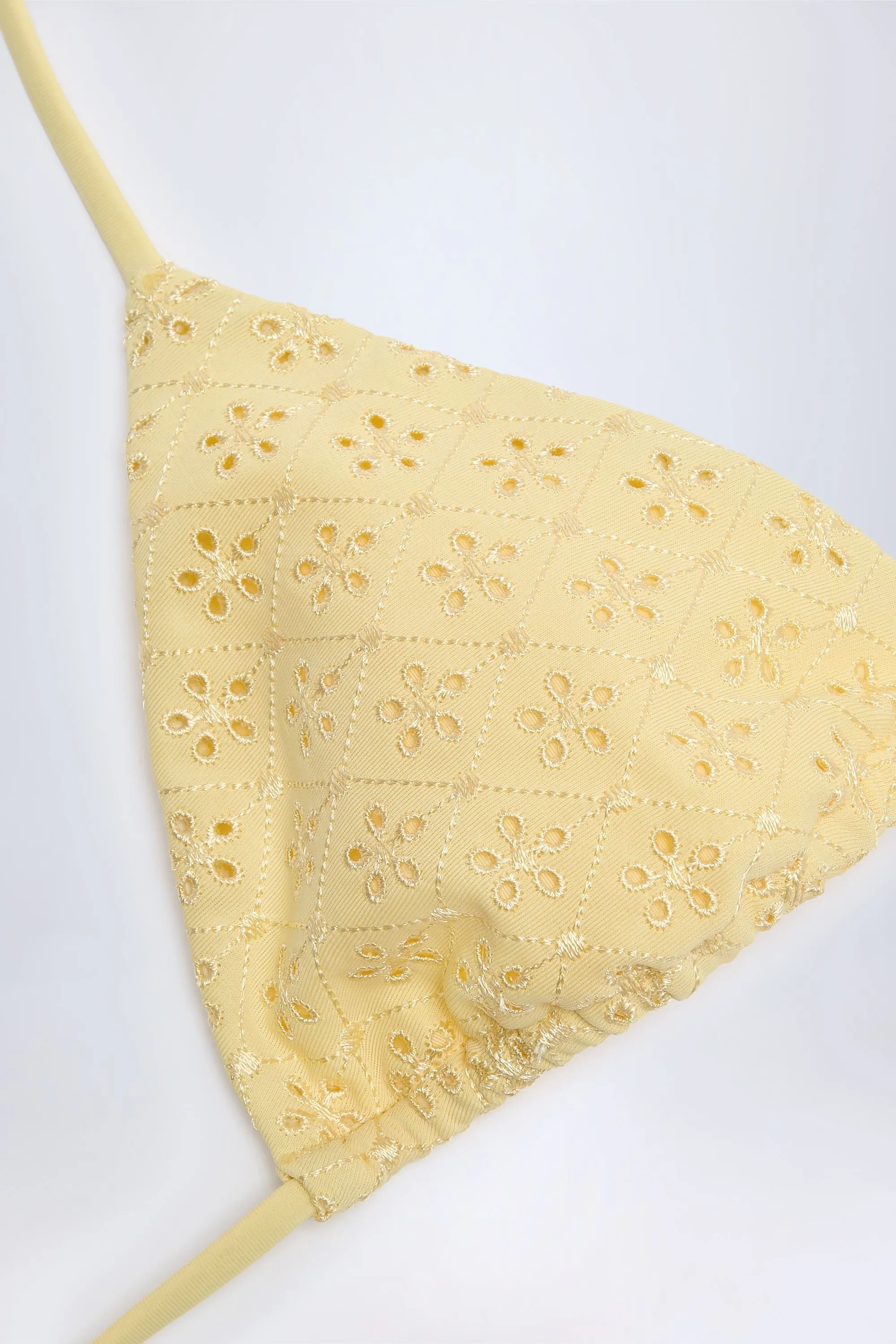 Broderie Anglaise Triangle Bikini Top in Lemon Yellow sold by Oh Polly product image thumbnail 4