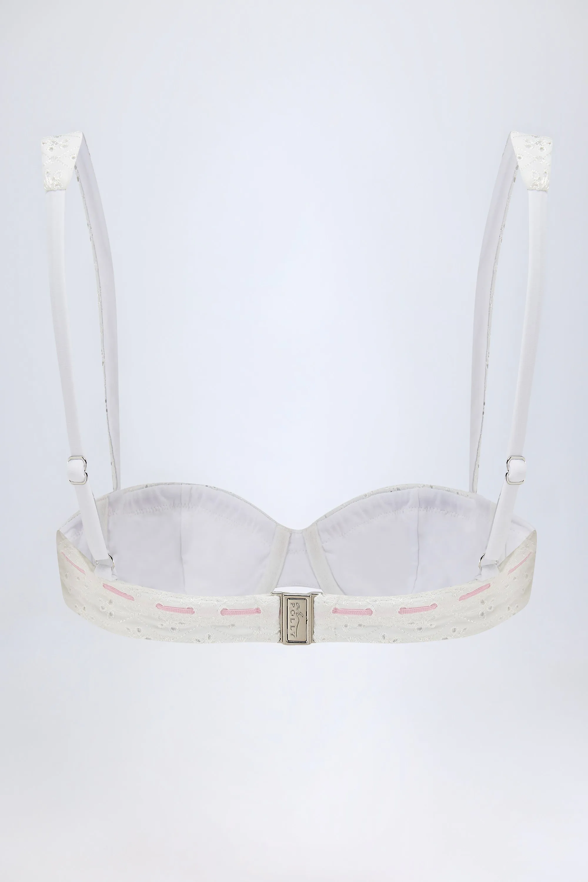 Broderie Anglaise Underwired Balconette Bikini Top in White sold by Oh Polly product image thumbnail 3