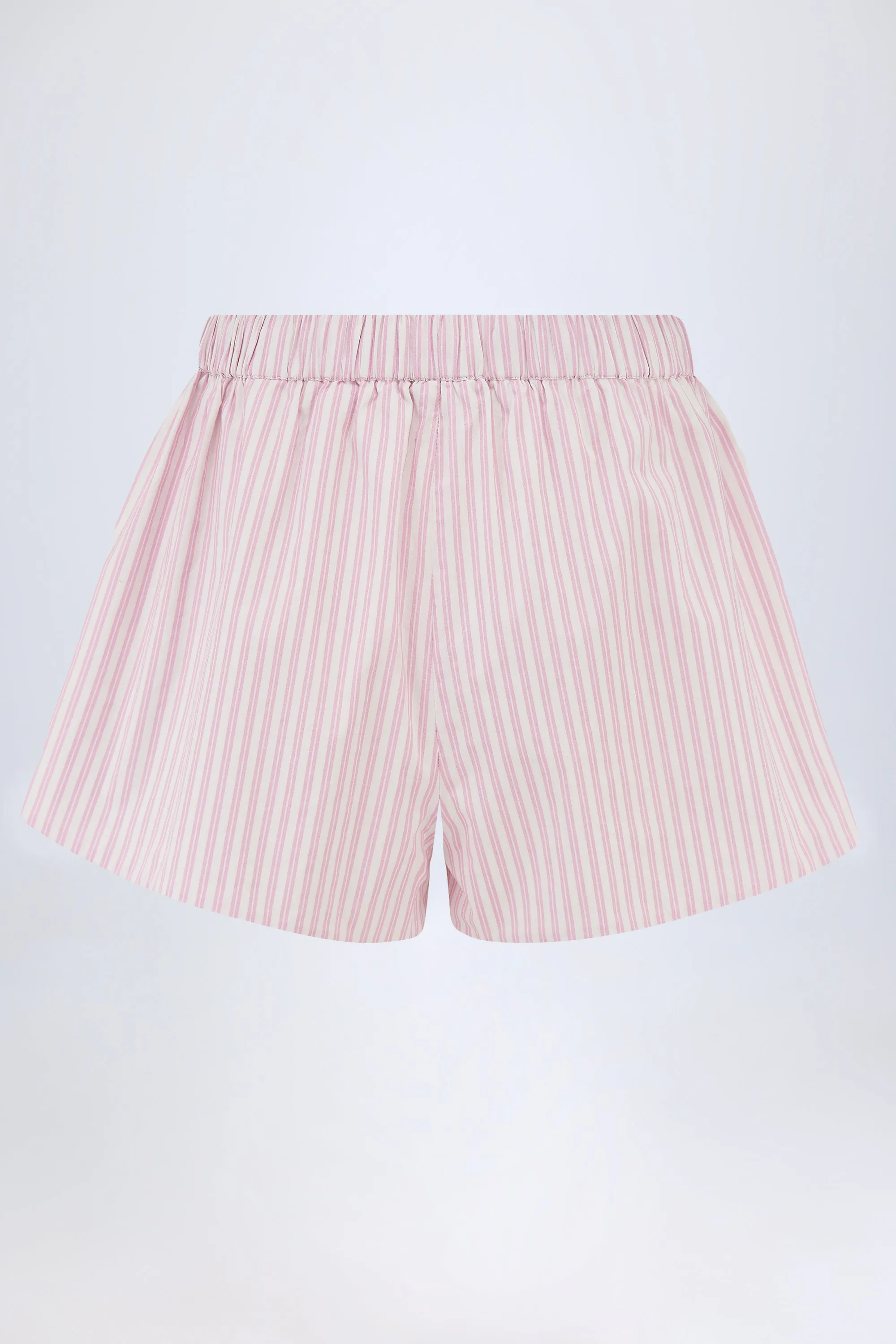 Mid-Rise Cotton-Poplin Shorts in Pink Stripe sold by Oh Polly product image thumbnail 3