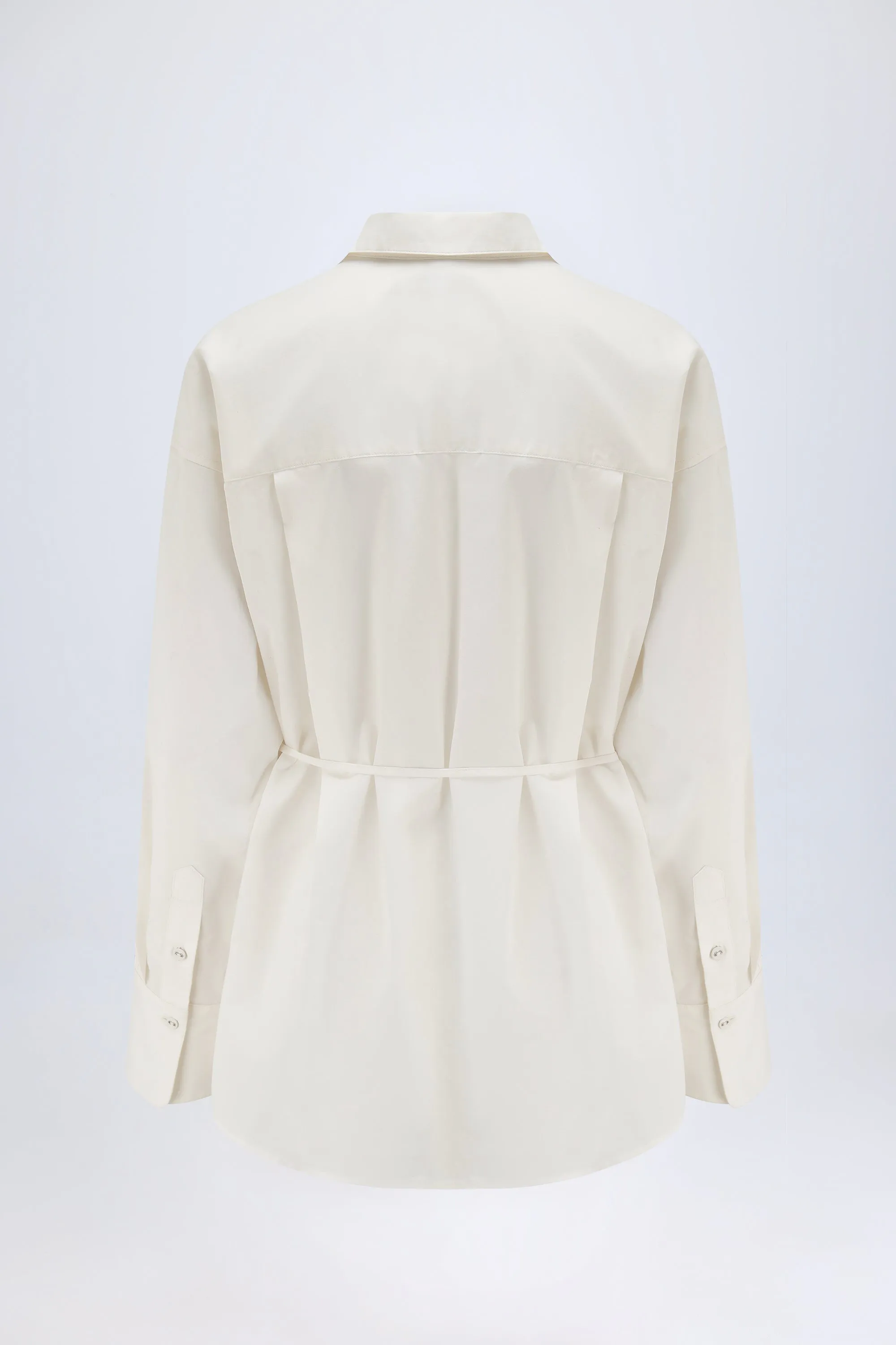 Oversized Cotton-Poplin Shirt in White sold by Oh Polly product image thumbnail 3
